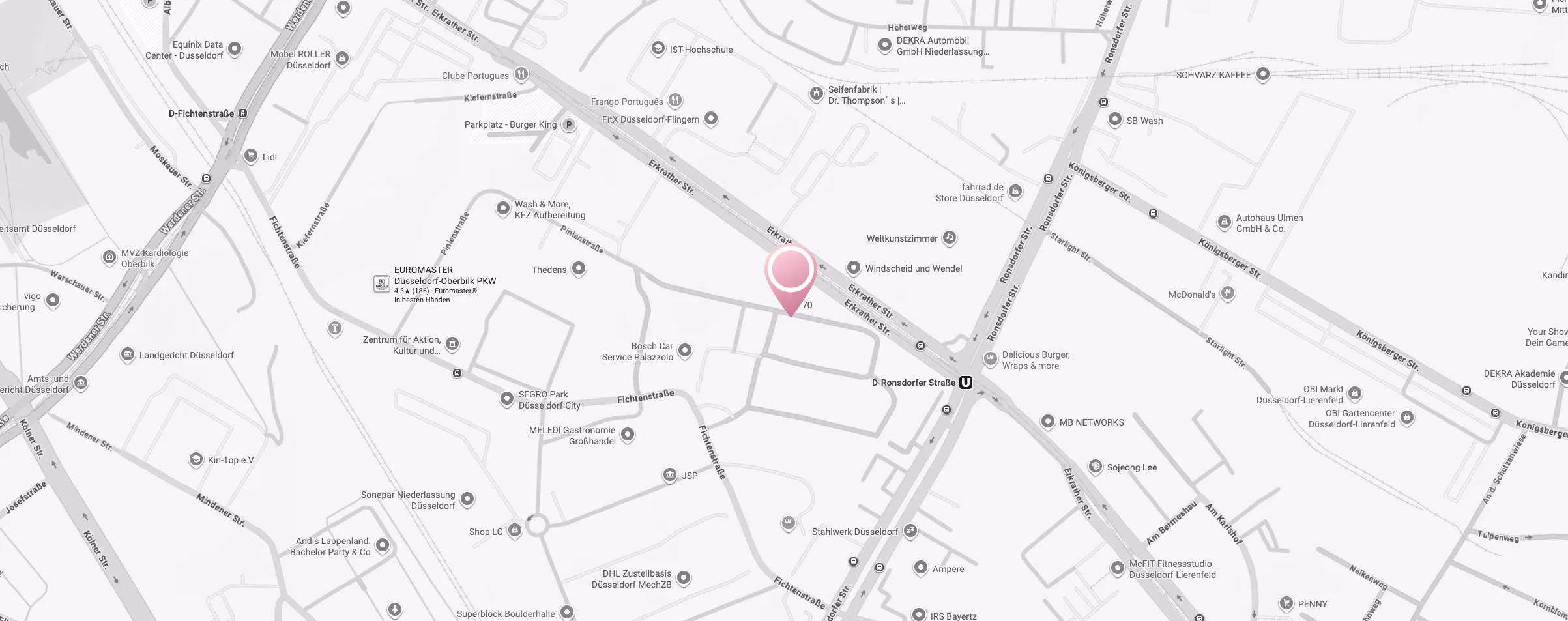 Karte mit dem Standort von GOOD FLOW Coffee, Fichtenstraße 70 in Düsseldorf